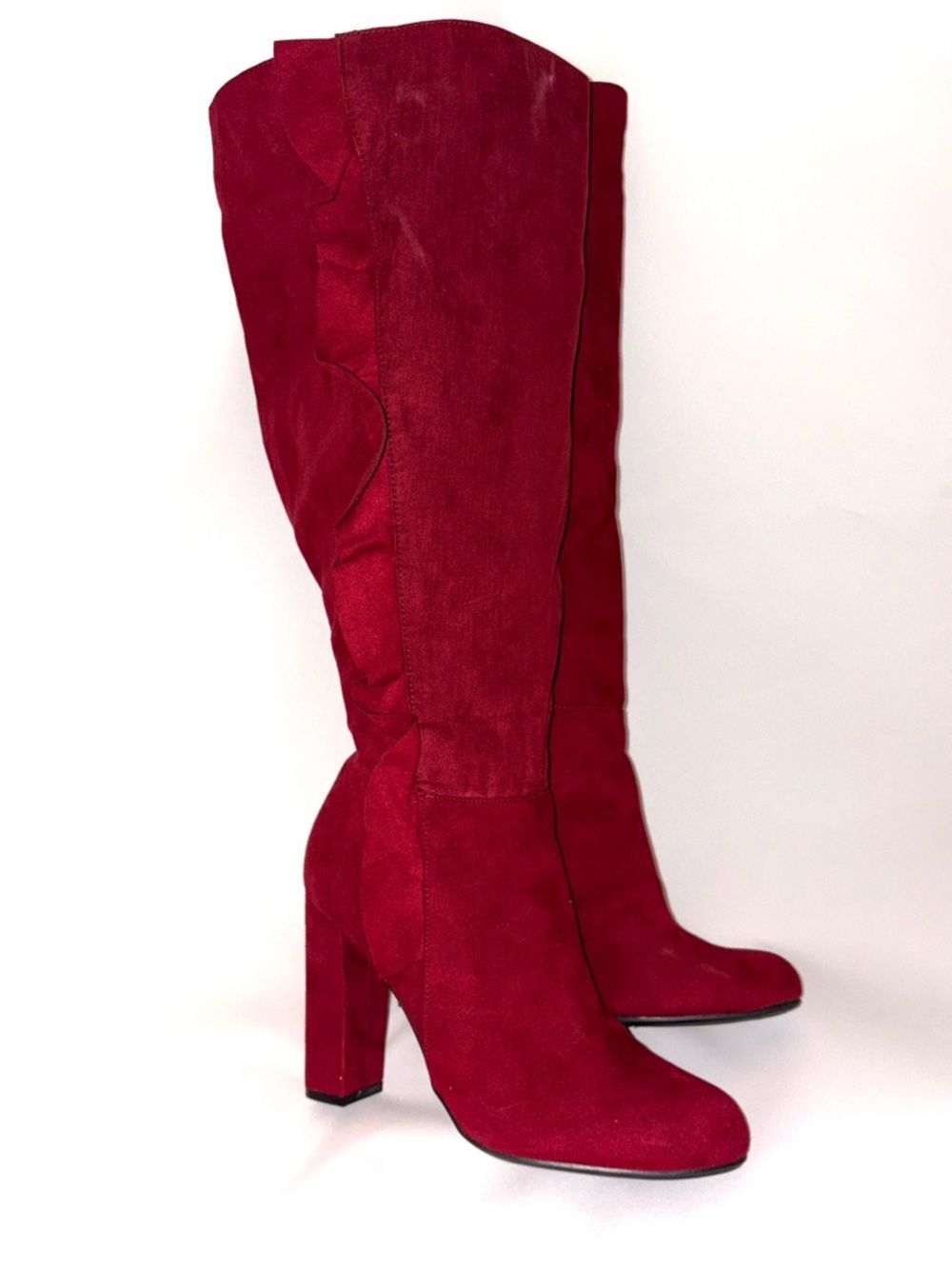 Journee Collection Over-the-Knee Suede Boots in Deep‎ Red Size 8.5